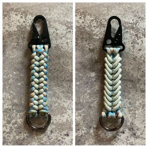 Paracord Keychain North Carolina Blue Grey NEW Handmade USA Unisex